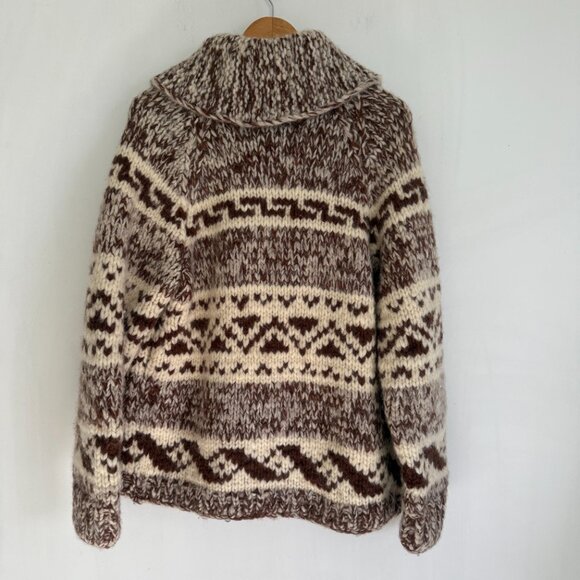 Vintage Unisex Wool Chunky Knit Cowichan Sweater Size L - Picture 3 of 3